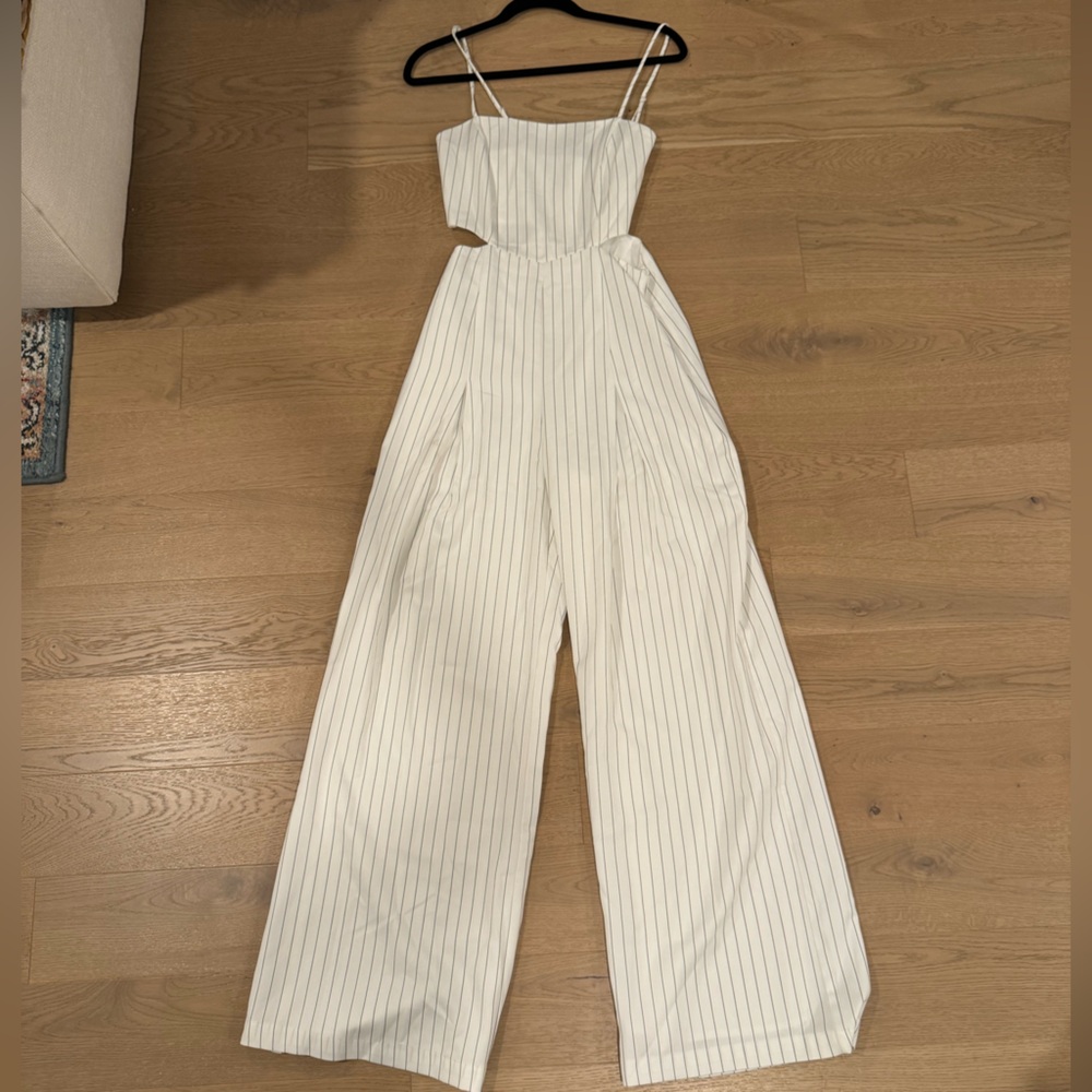 Elegant Cream Striped Jumpsuit